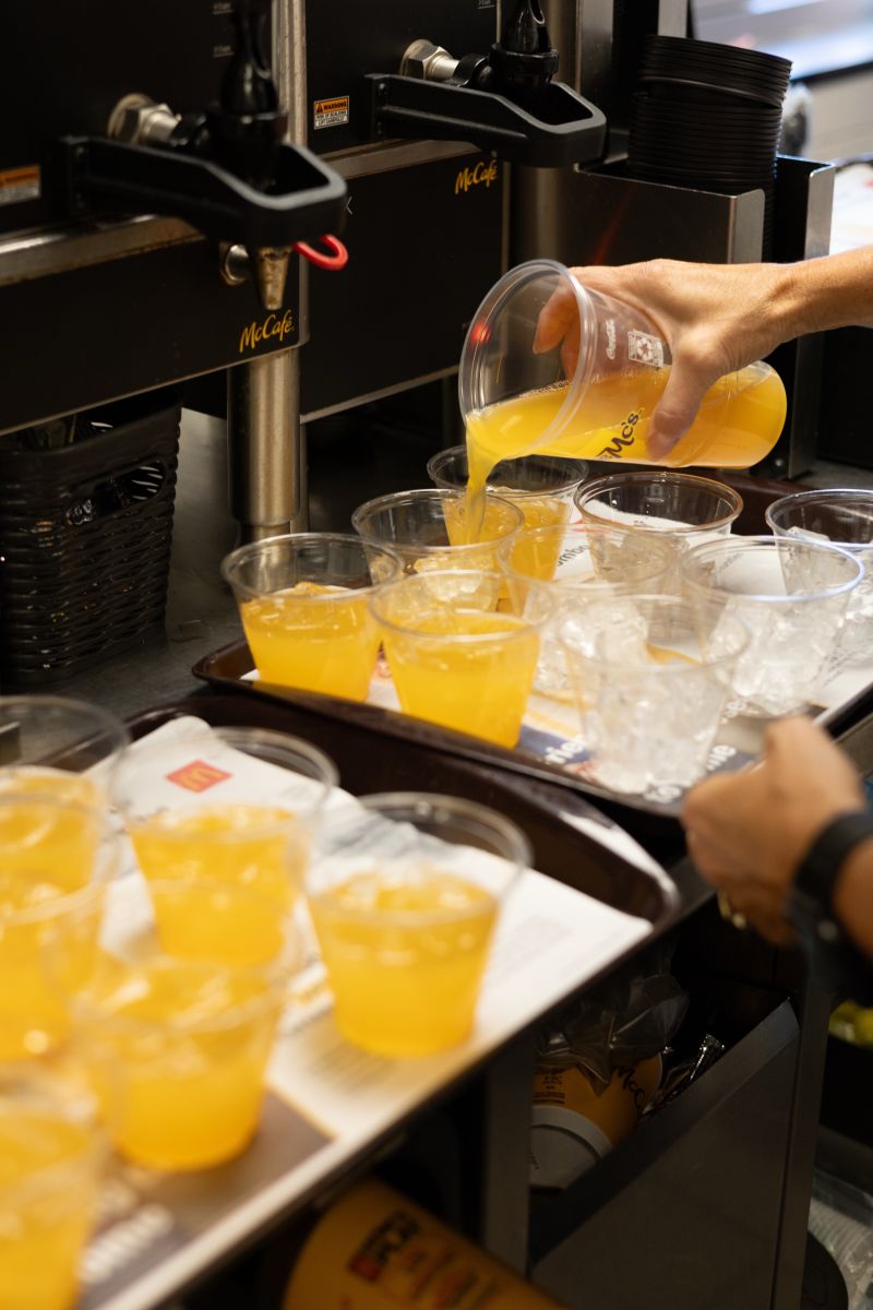 Pouring samples during the beverage test
