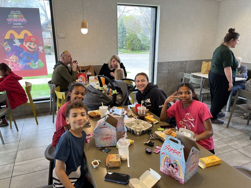 A bright, clean Northstar dining room full of families