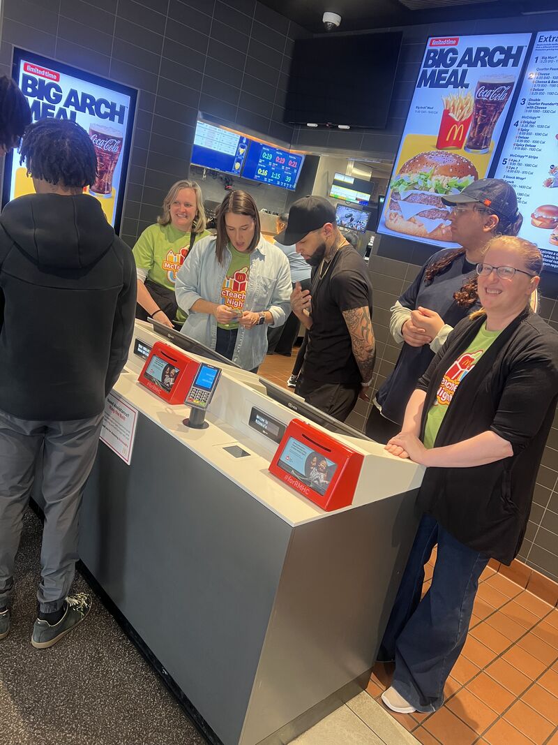 Behind the counter at our Wauwatosa restaurant on McTeacher Night